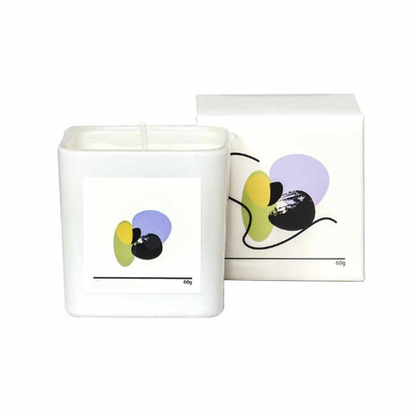 Wholesale UK 60g square glass jar scented wax candles with custom private label sticker and packaging